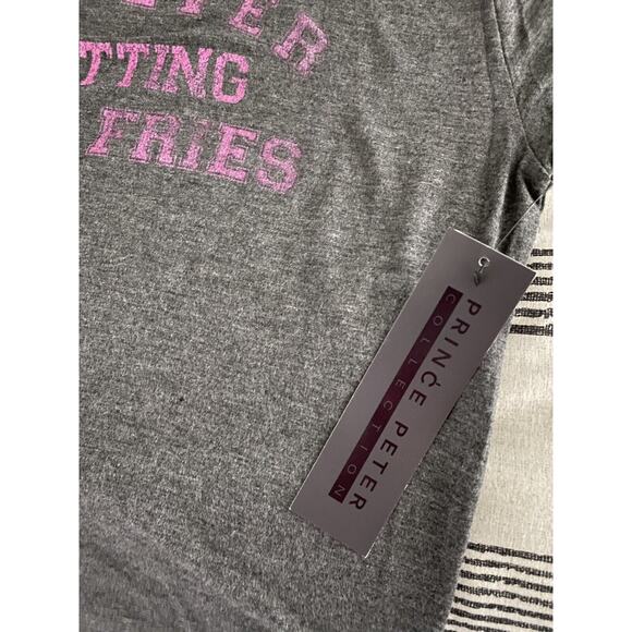 Prince Peter Collection Mean Girls Cheese Fries Gray Soft Ringer T-shirt Small - Picture 10 of 10